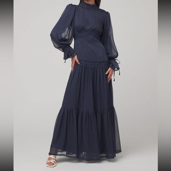 Zahraa The Label- Loren Lace Maxi chiffon dress (navy) - Picture 5 of 6